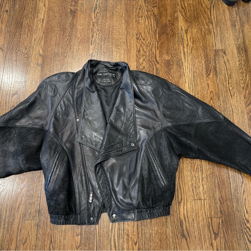 Marc Buchanan Pelle Pelle Black Leather Jacket Size 40